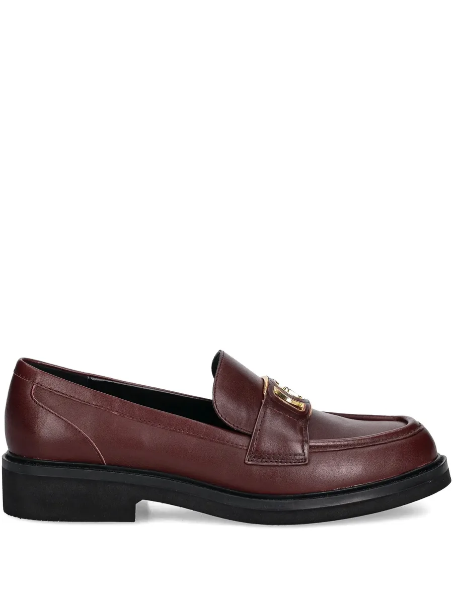 logo-plaque leather loafers 1