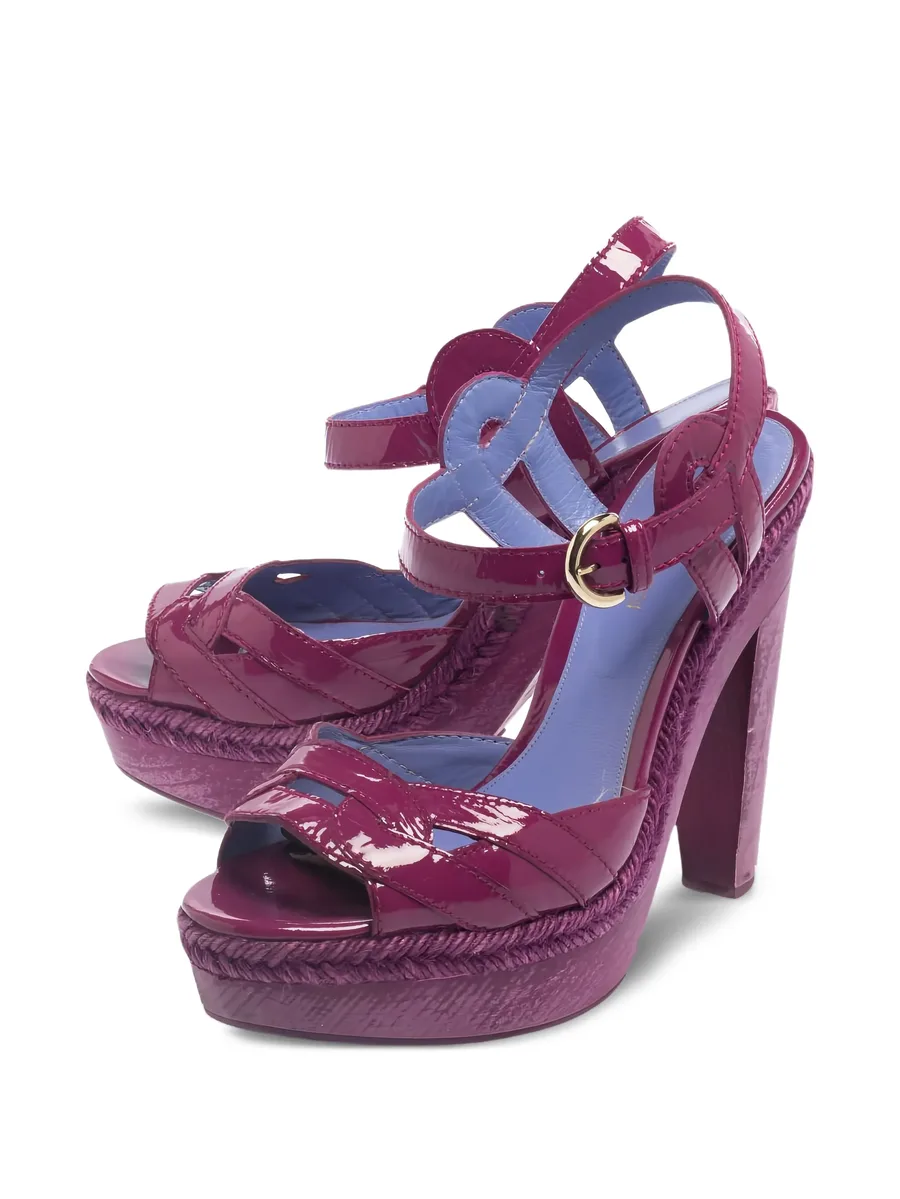 pre-owned 130mm leather platform sandals 6
