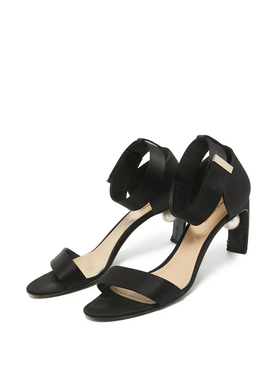 pre-owned 75mm satin ankle-strap heels 3