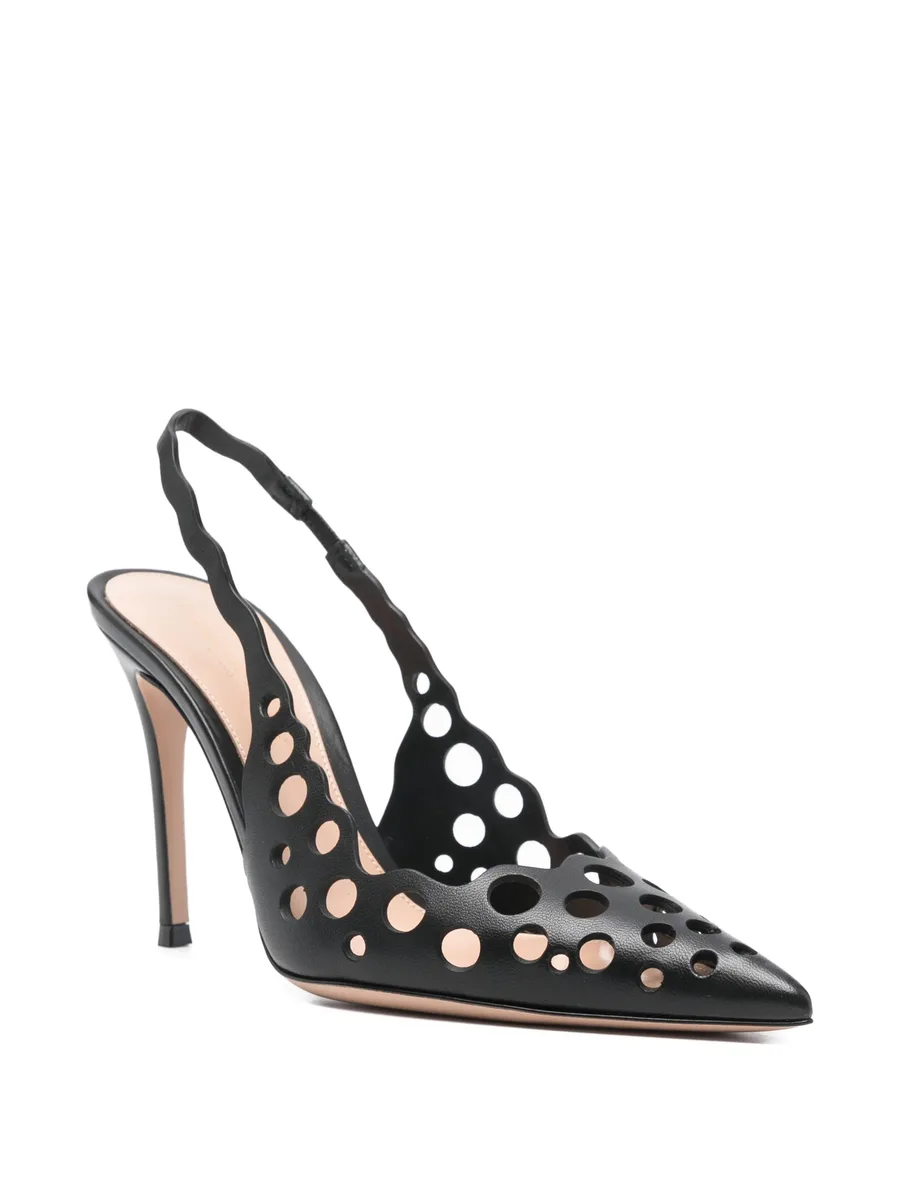 laser-cut slingback heeled pumps 4