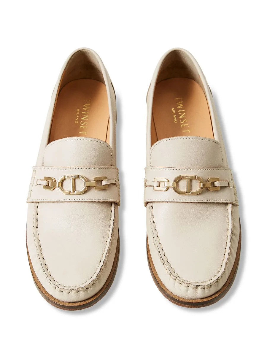 Oval T leather loafers 8