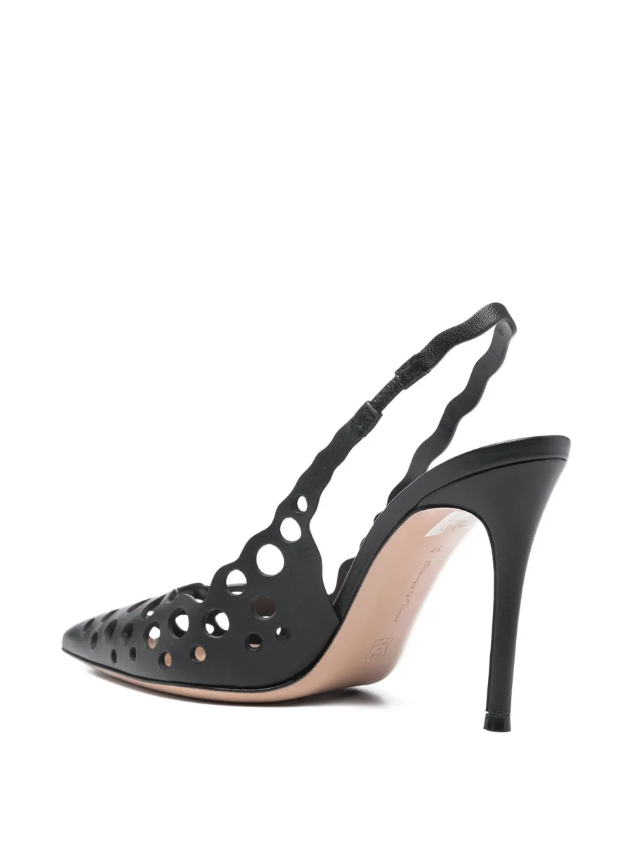 laser-cut slingback heeled pumps 5