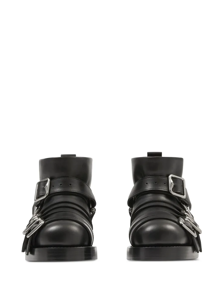 buckled leather biker boots 4