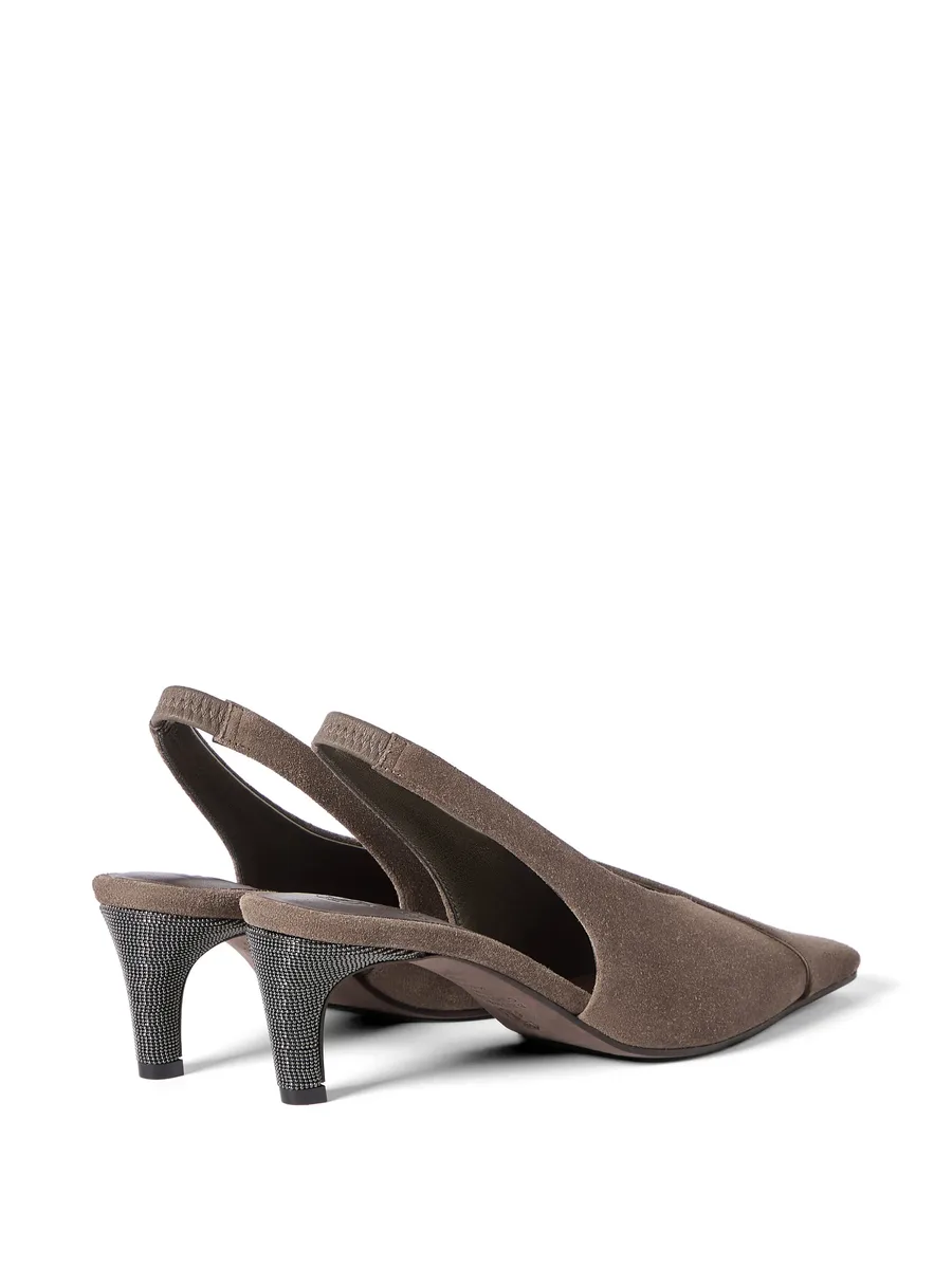 Suede city slingback pumps with precious heel 5