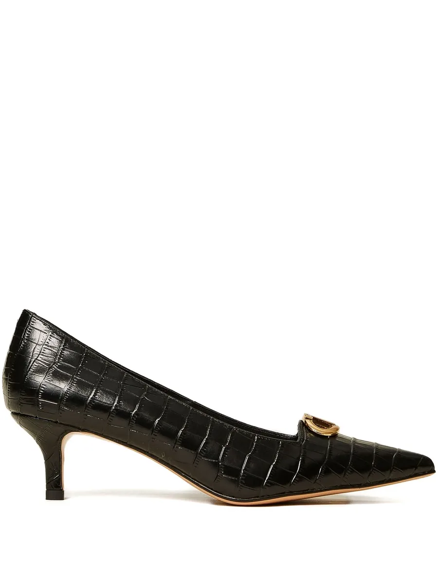 50mm crocodile-effect oval-T heeled pumps 1