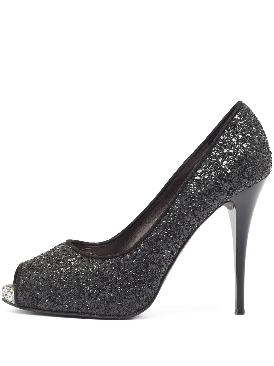 100mm Glitter peep-toe pumps 1