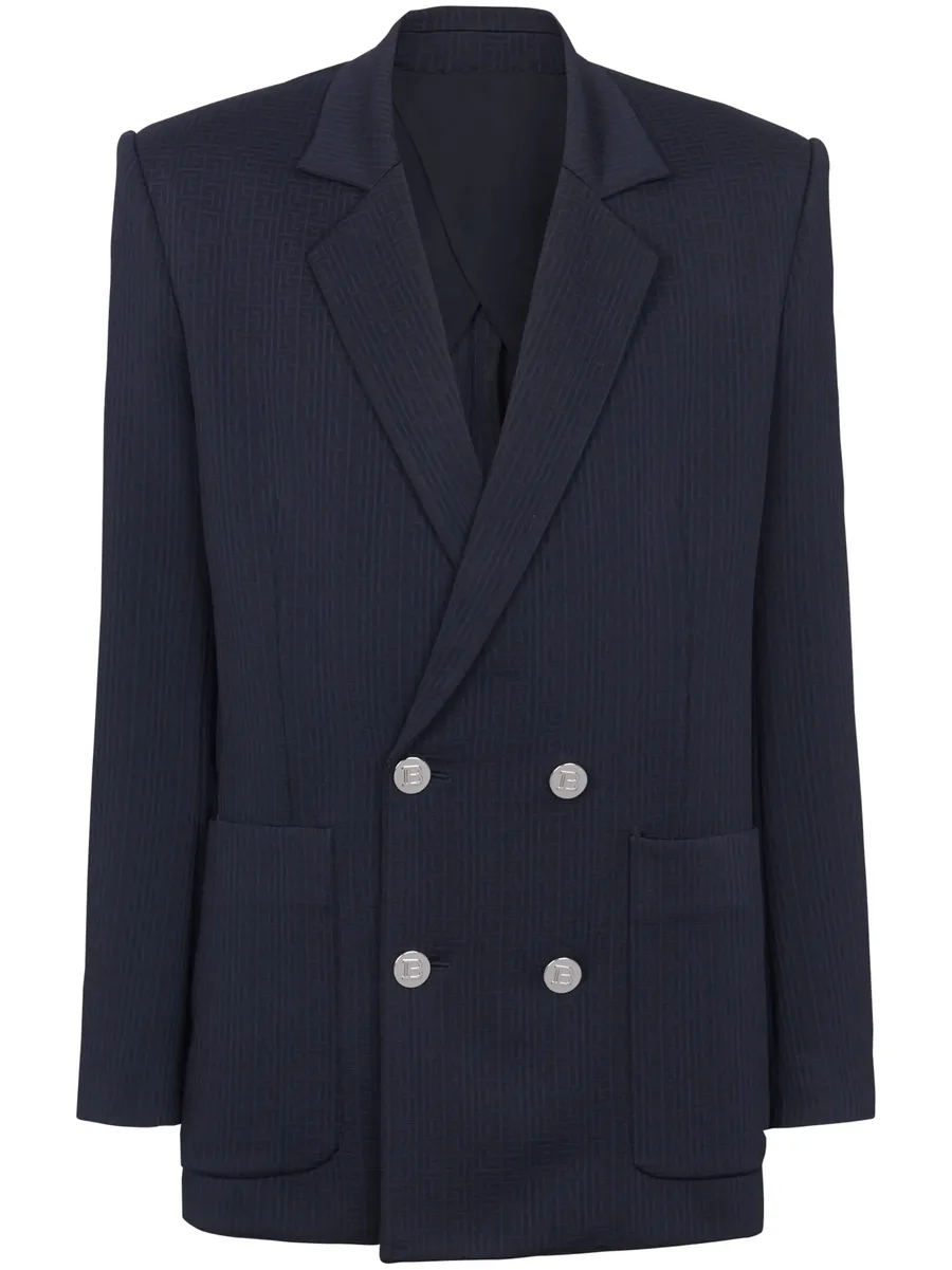 monogram-pattern double-breasted blazer 1
