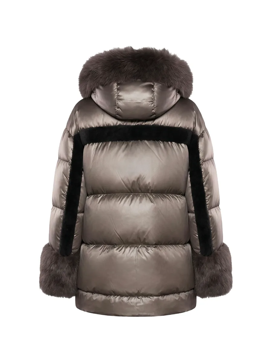 faux-fur trim hooded down jacket 2