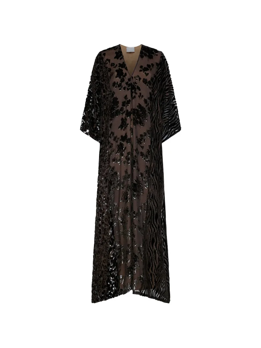 sequin-embellished velvet-motif dress 1