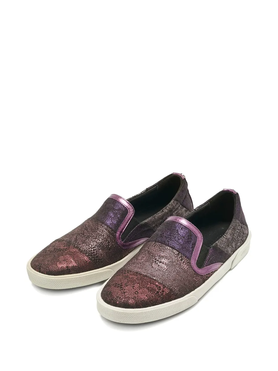 lace-print suede sneakers 4
