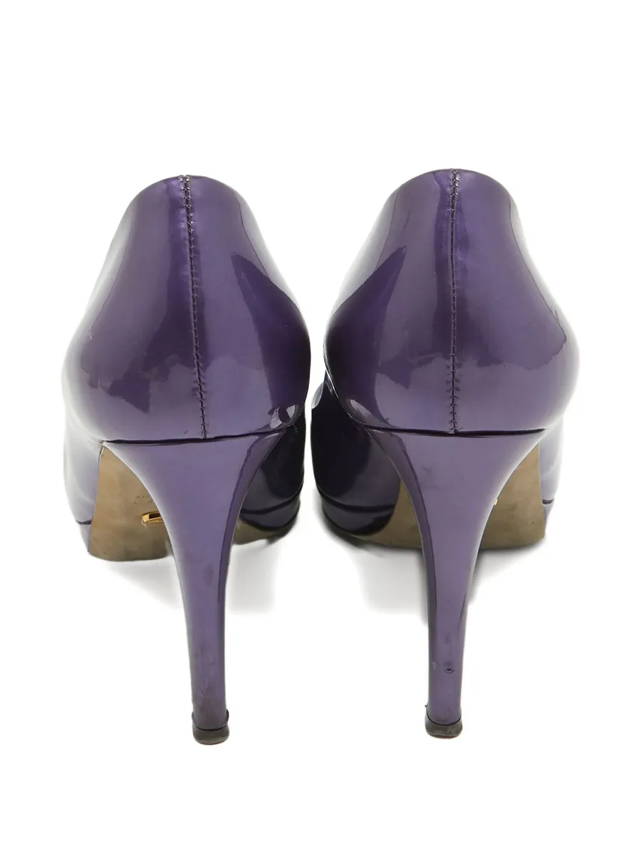 pre-owned 105mm patent-finish pumps 5