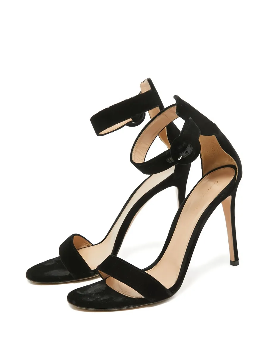 pre-owned 120mm velvet sandals 7