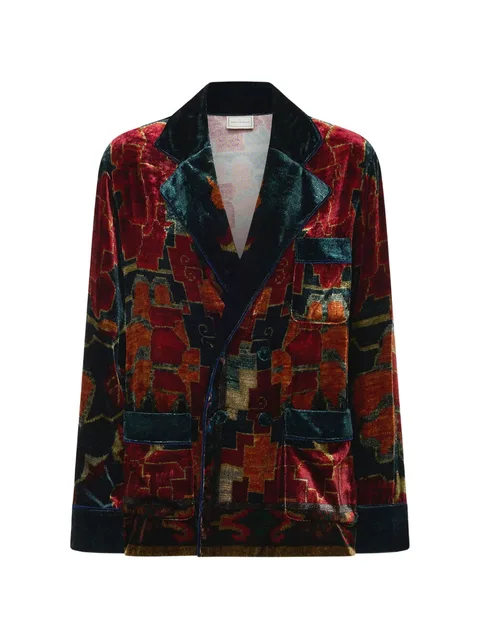 Kanpur geometric-print buttoned blazer