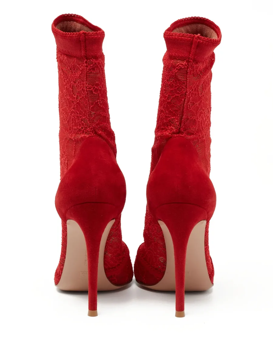 pre-owned 110mm lace-embellished ankle boots 7
