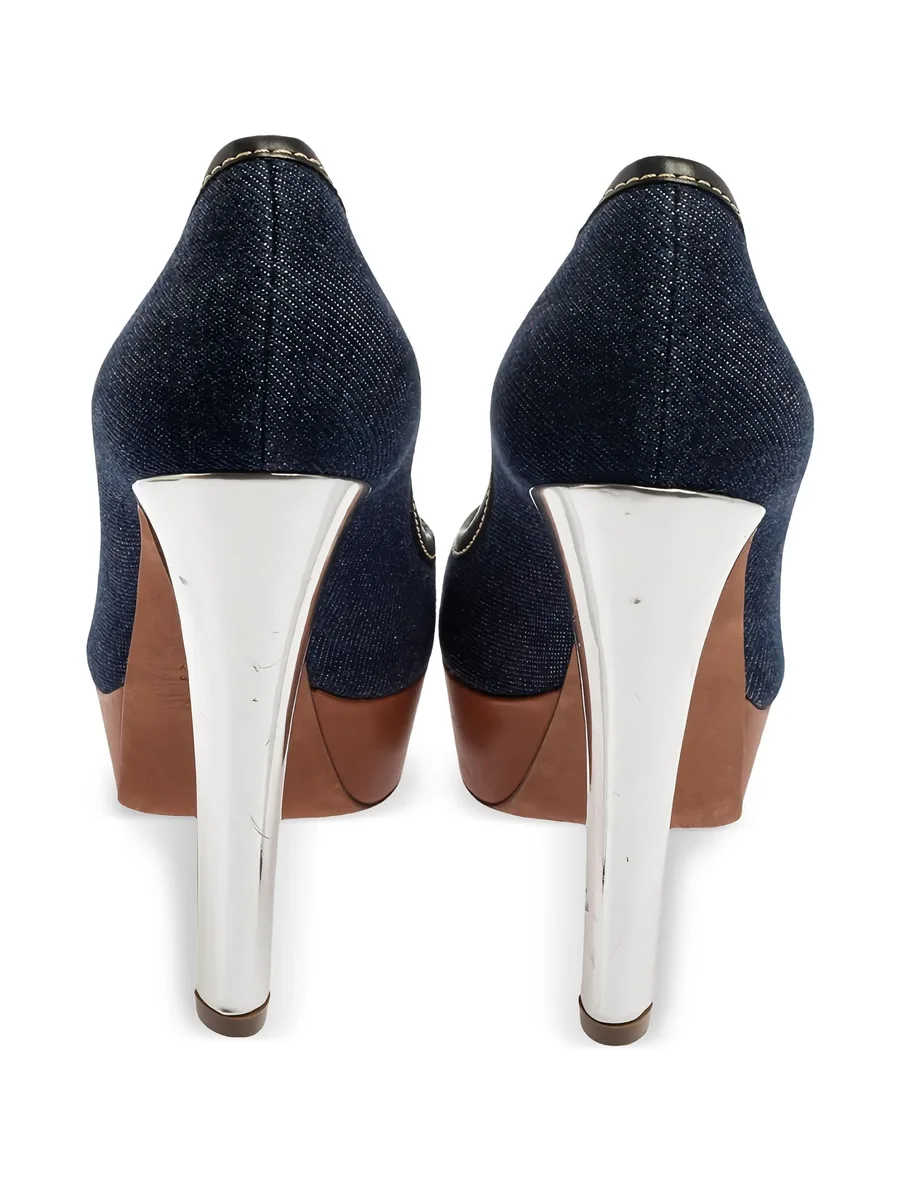 pre-owned 125mm denim pumps 5