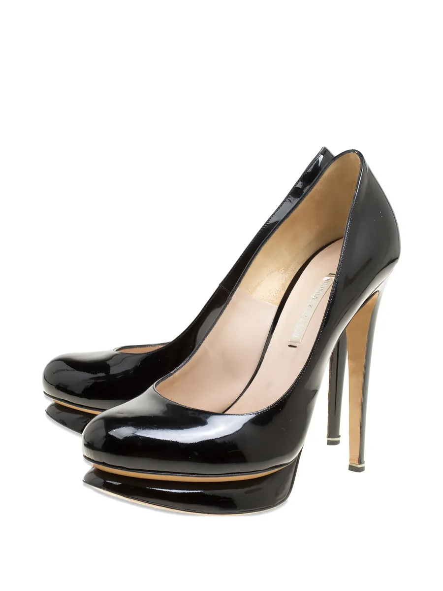 135mm leather heeled pumps 5