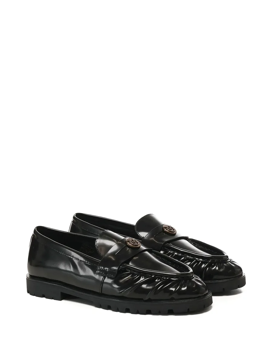 pleated logo-plaque loafers 4