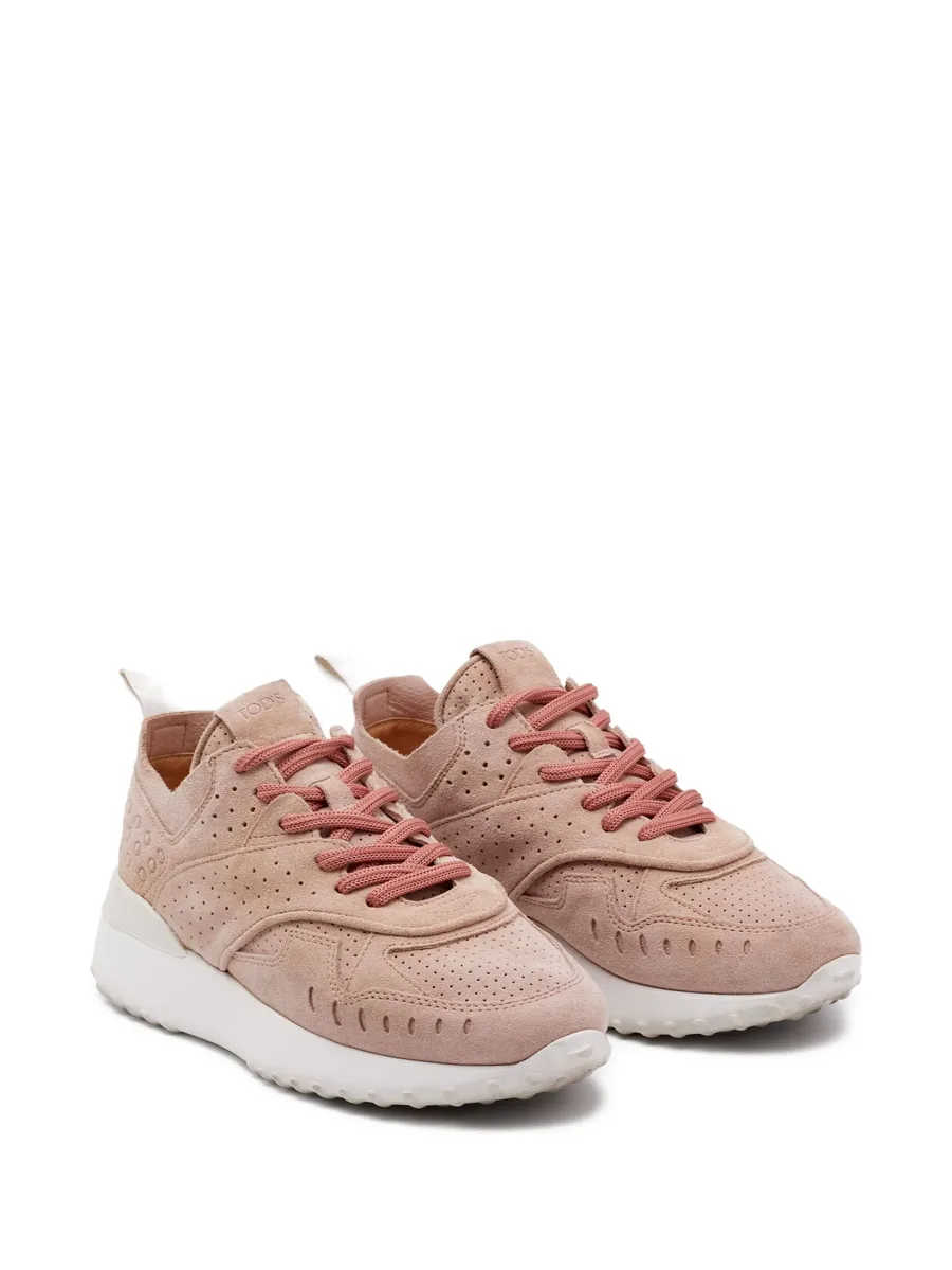 pre-owned suede perforated sneakers 4