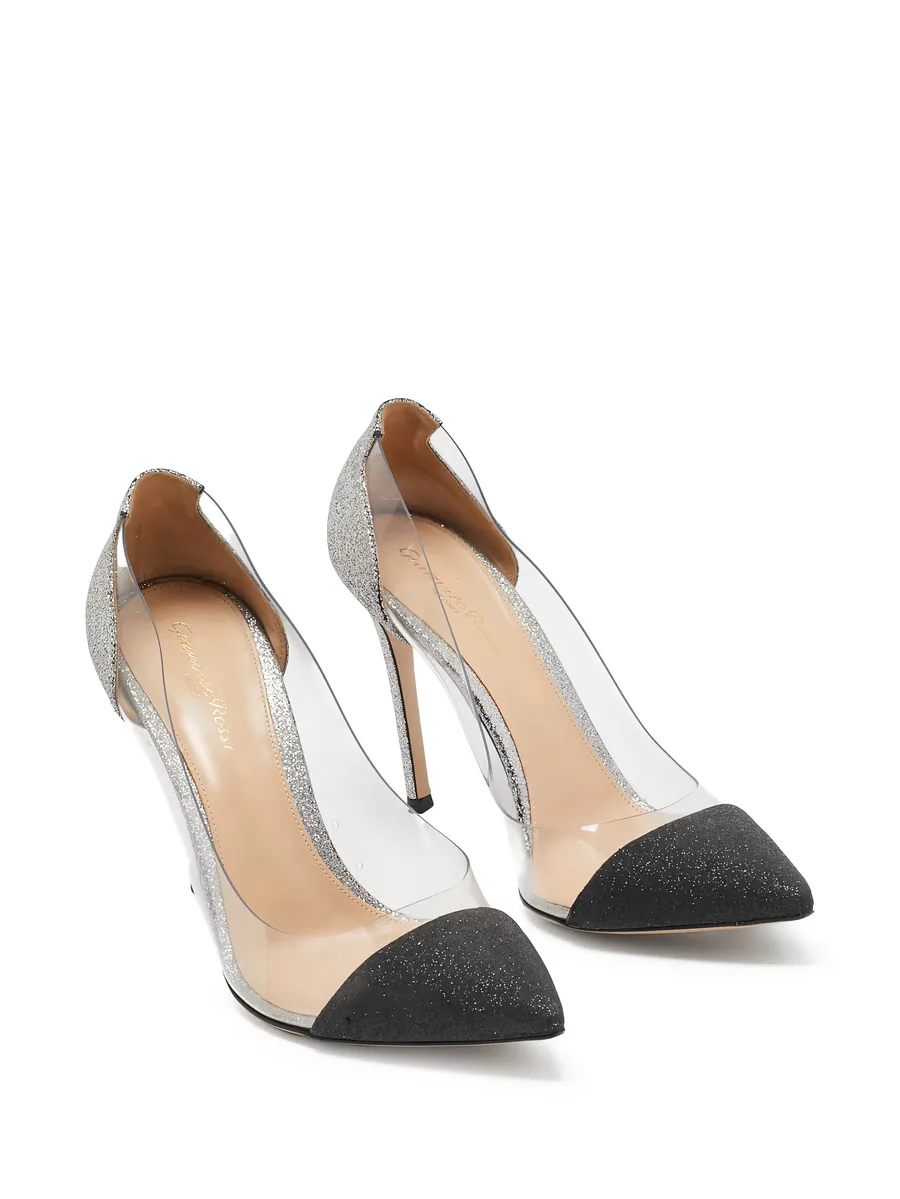 pre-owned 105mm glitter pumps 3
