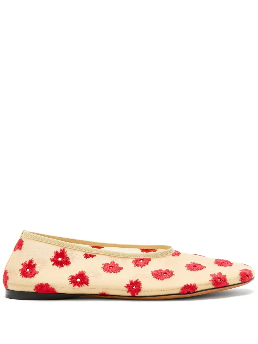Tee floral-embroidered ballet flats 2