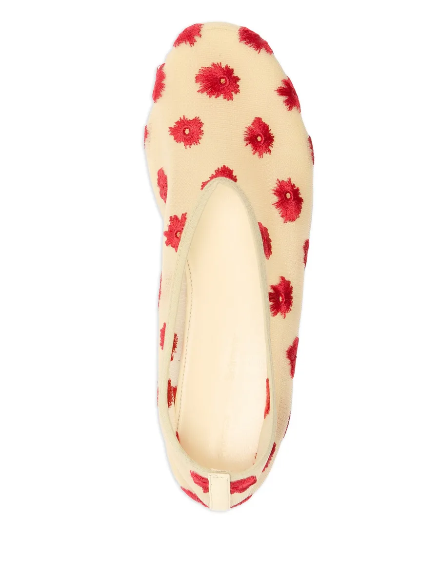 Tee floral-embroidered ballet flats 7