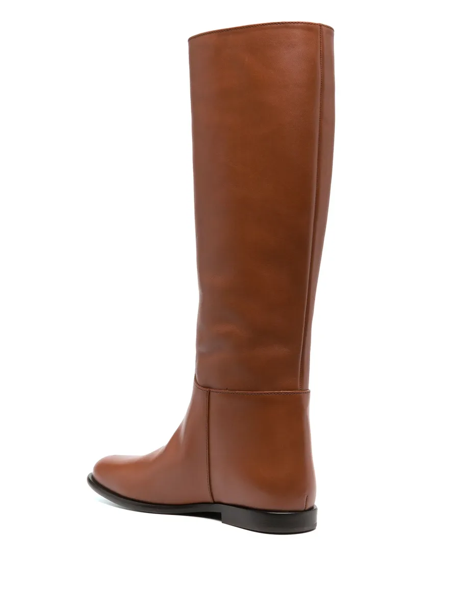 debossed-logo leather boots 6