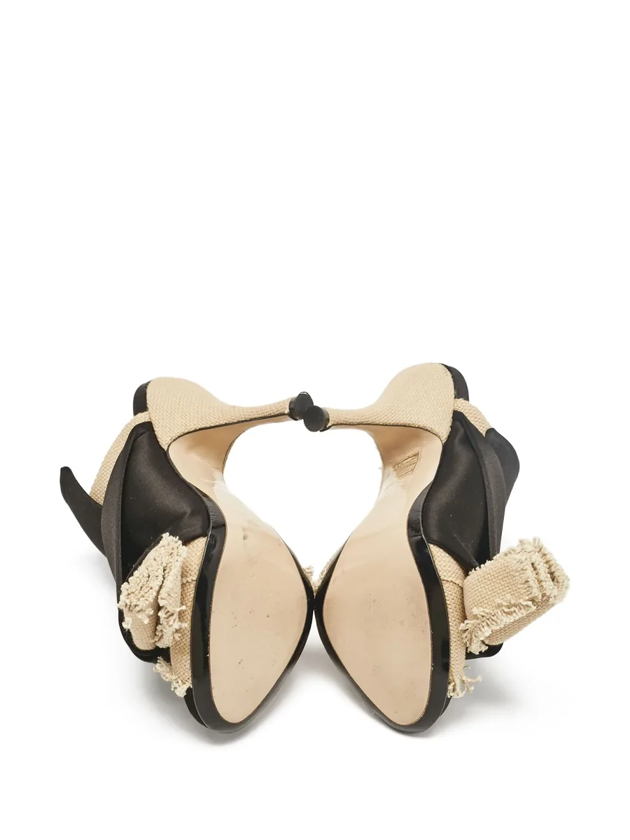 pre-owned 100mm frayed cross-strap sandals 9
