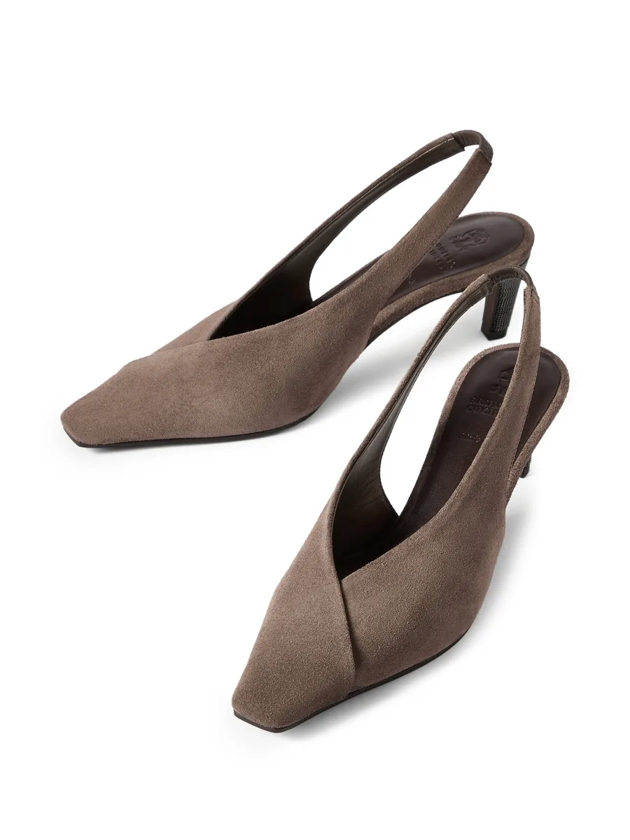 Suede city slingback pumps with precious heel 8