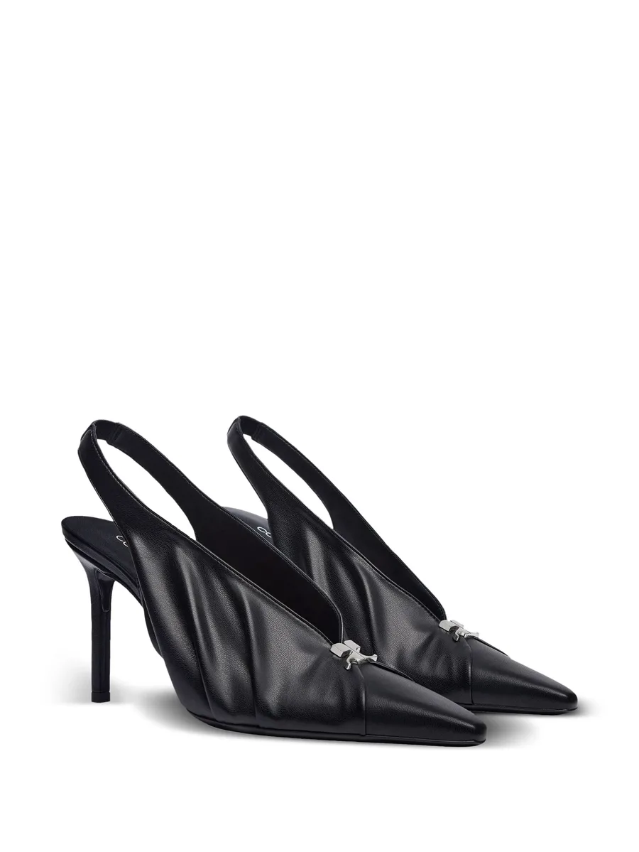 draped faux leather slingbacks 3
