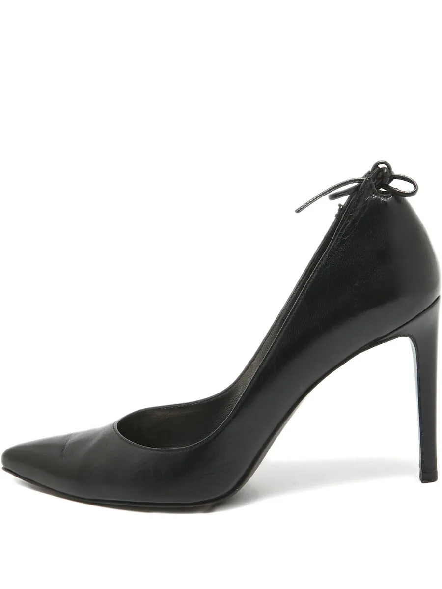 100mm leather heeled pumps 2