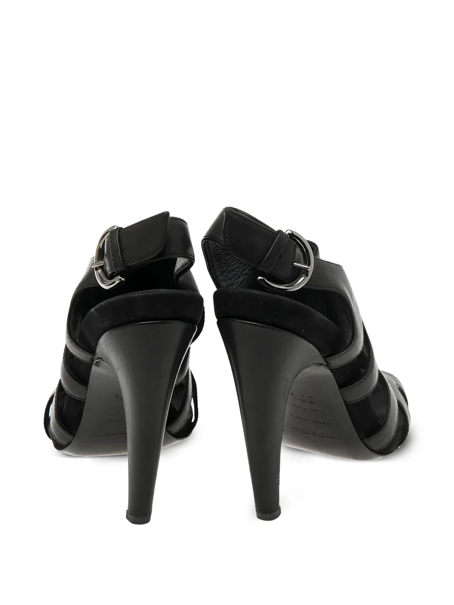 pre-owned 110mm patent leather cutout sandals 8