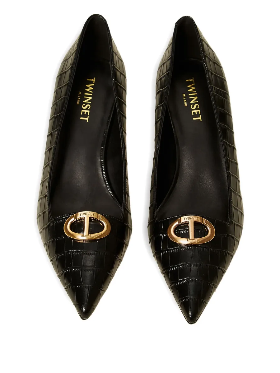 50mm crocodile-effect oval-T heeled pumps 5