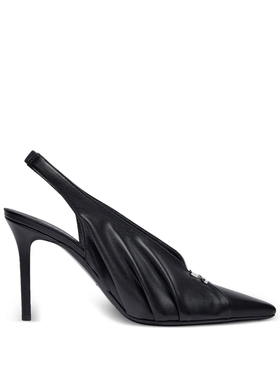 draped faux leather slingbacks 1