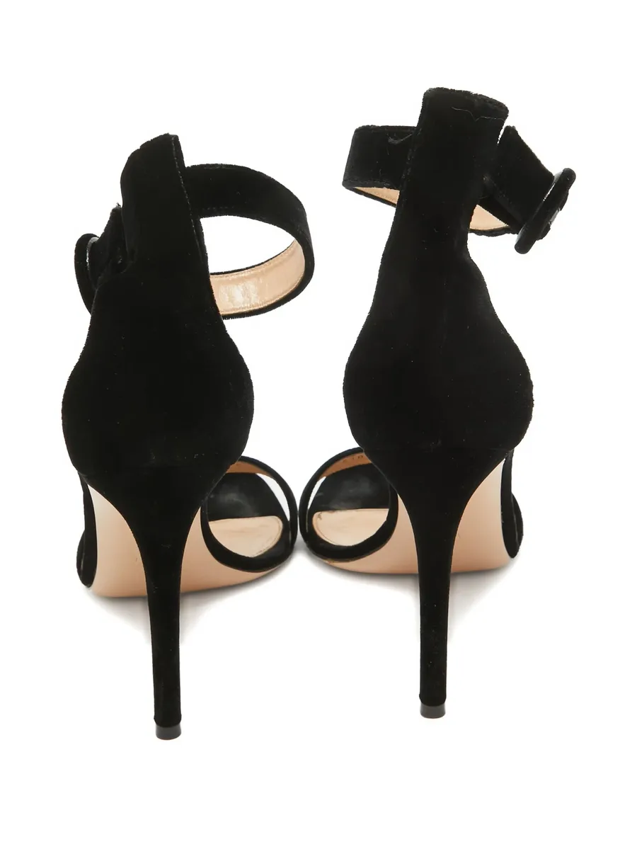 pre-owned 120mm velvet sandals 5