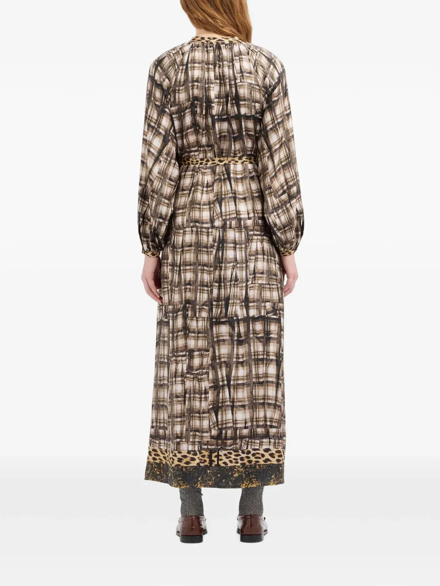 Aloe leopard-print plaid-pattern maxi shirt dress 4