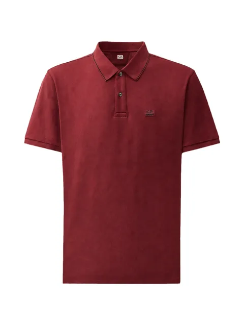 stretch piquet short-sleeve striped-collar polo
