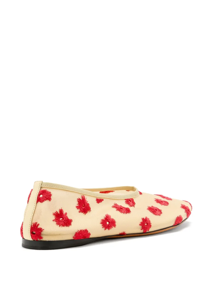 Tee floral-embroidered ballet flats 5