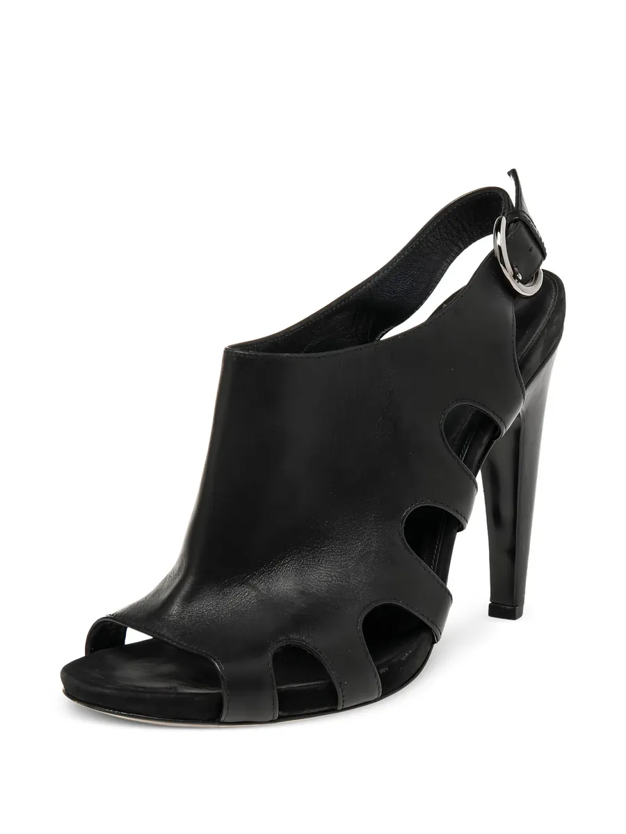 pre-owned 110mm patent leather cutout sandals 3