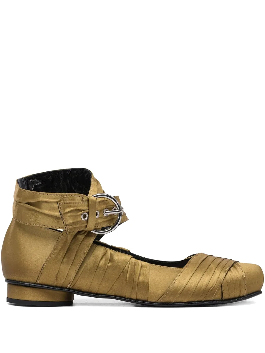 Volant pleated buckle ballet flats 1