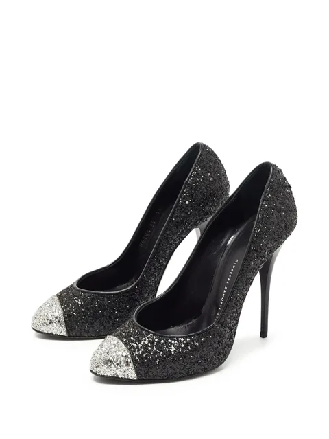 120mm glitter cap-toe pumps