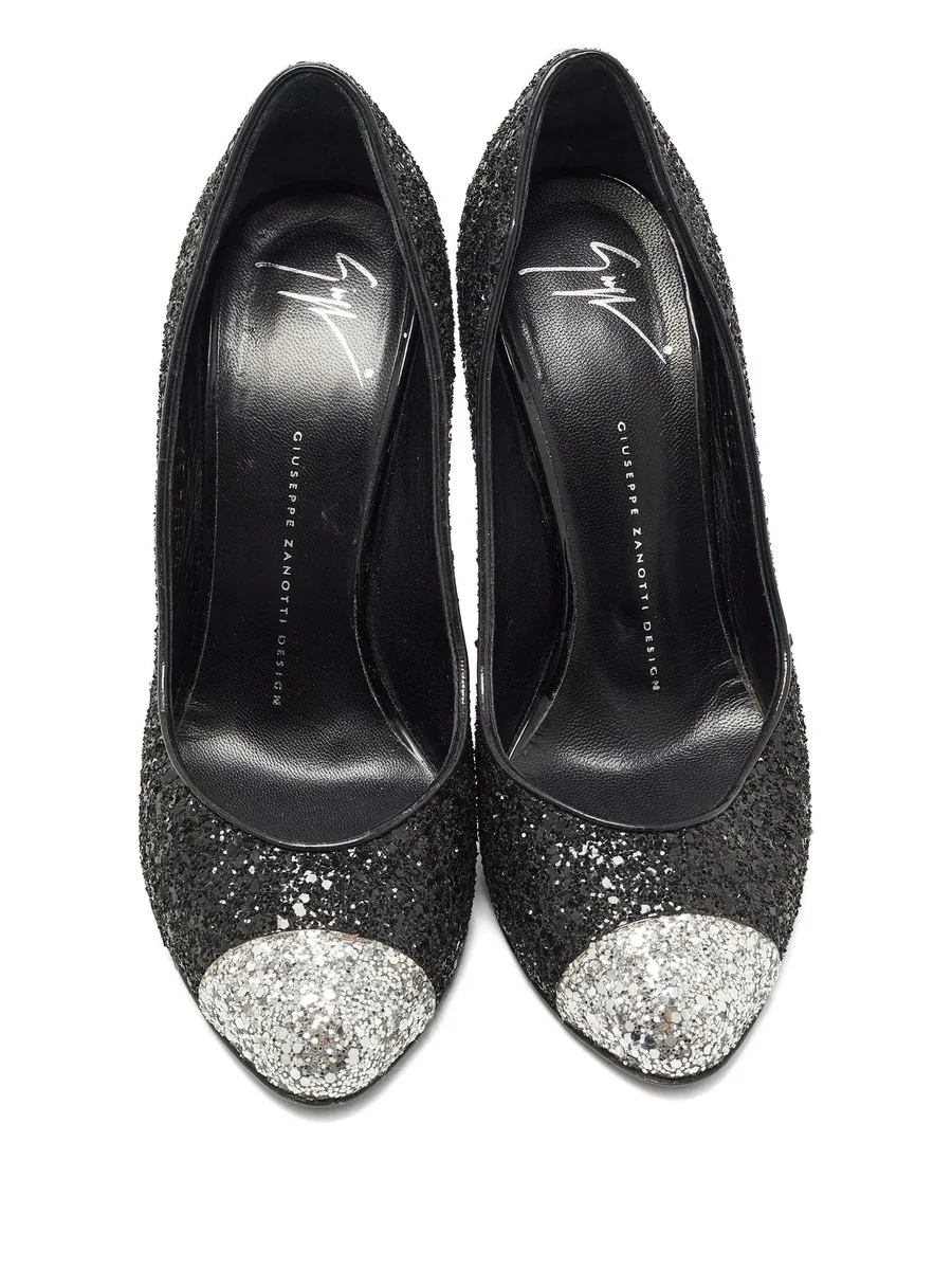 120mm glitter cap-toe pumps 6