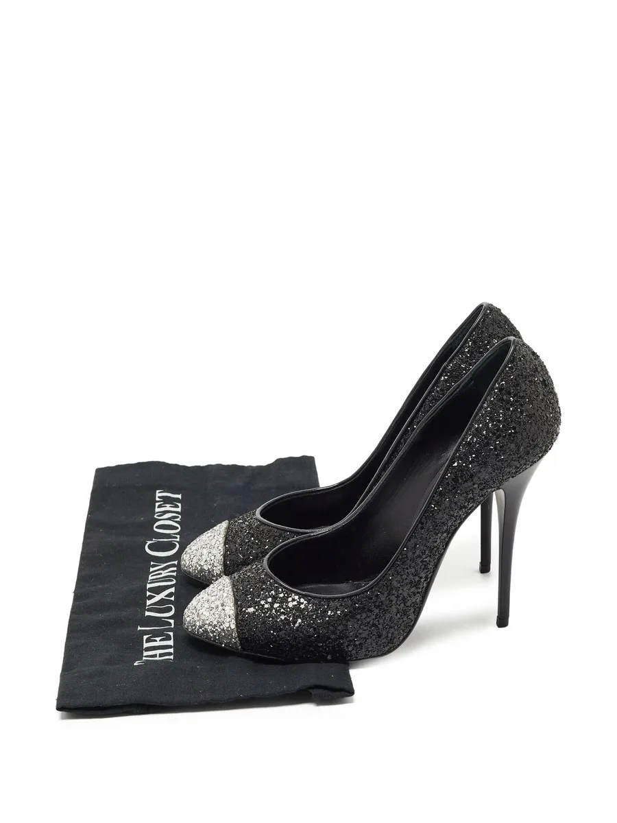 120mm glitter cap-toe pumps 7