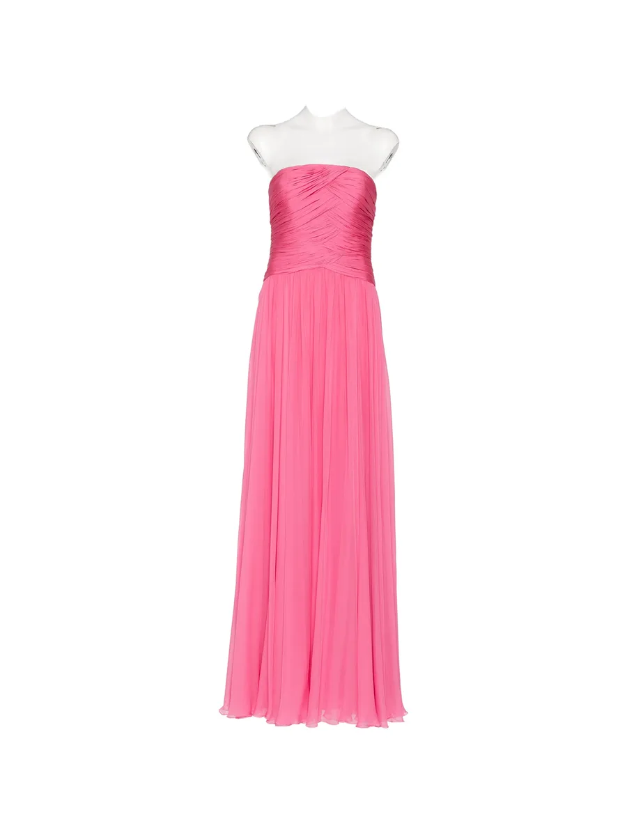 strapless silk-chiffon gown 1