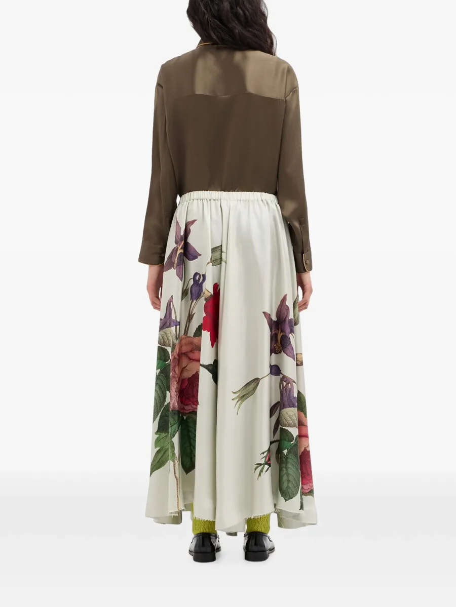 Aloe botanical-print silk maxi skirt 3
