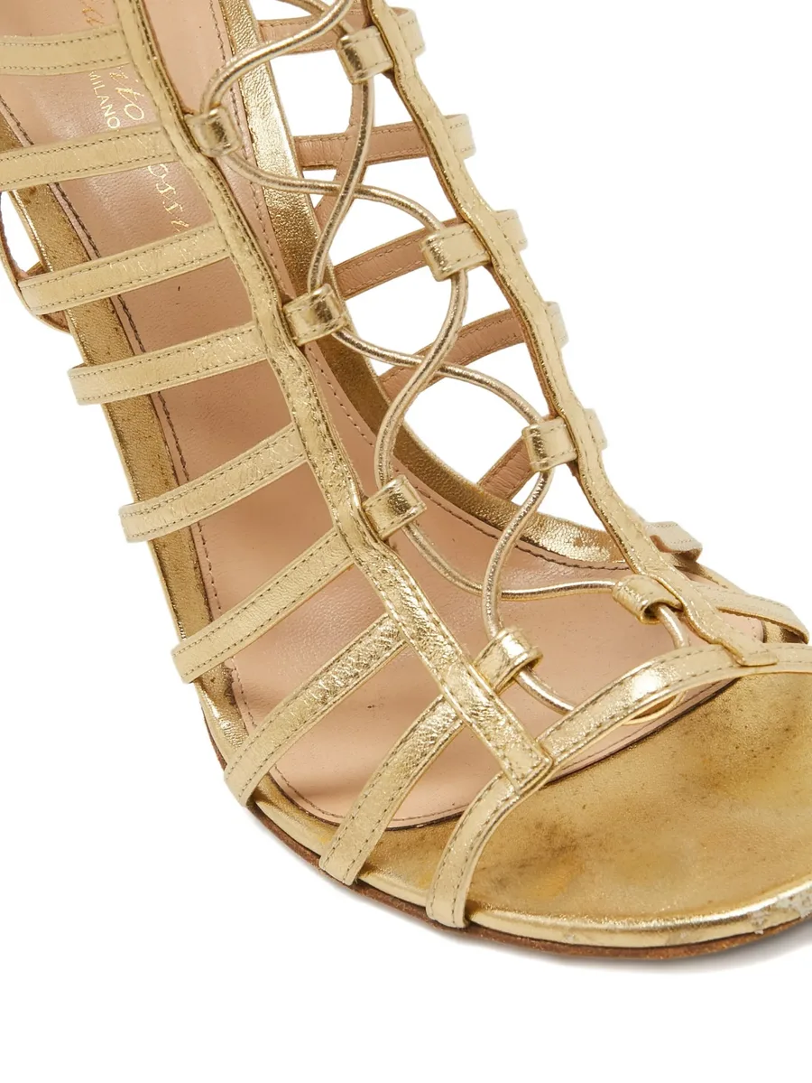 125MM pre-owned lace-up cage sandals 10