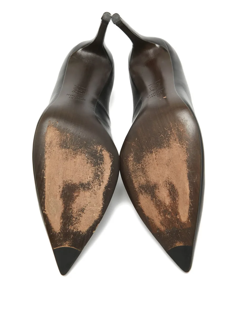 100mm leather heeled pumps 10