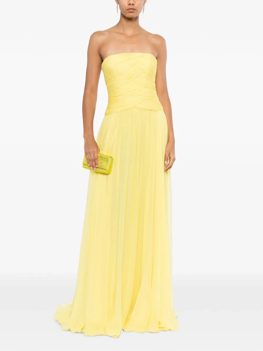 strapless draped silk-chiffon gown 2