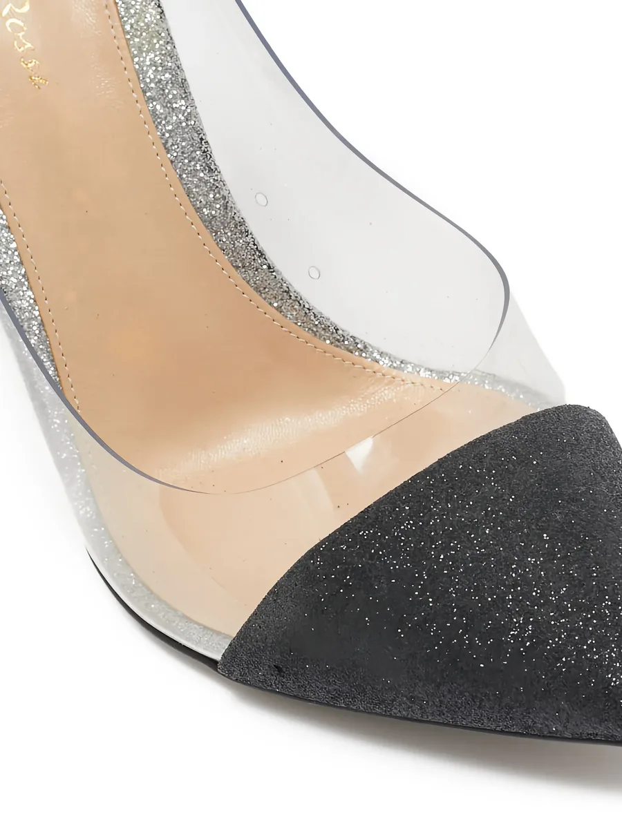 pre-owned 105mm glitter pumps 10