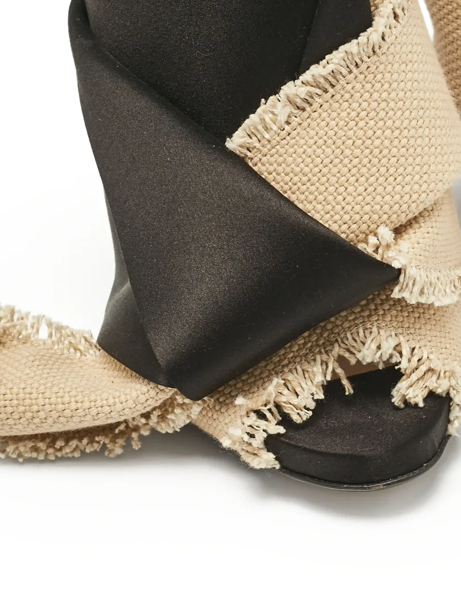 pre-owned 100mm frayed cross-strap sandals 11