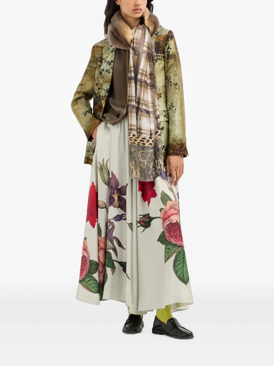 Aloe botanical-print silk maxi skirt 2